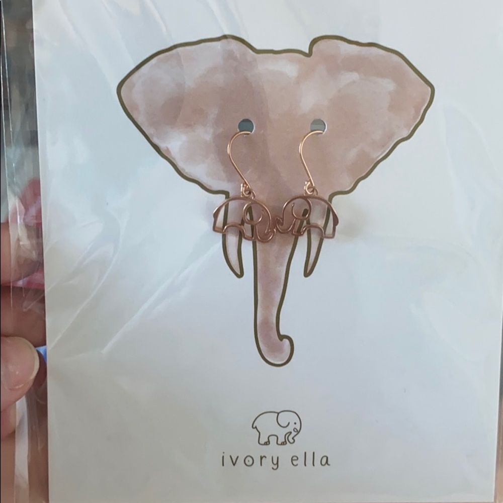 Ivory Ella Rose Gold Elephant dangle earrings